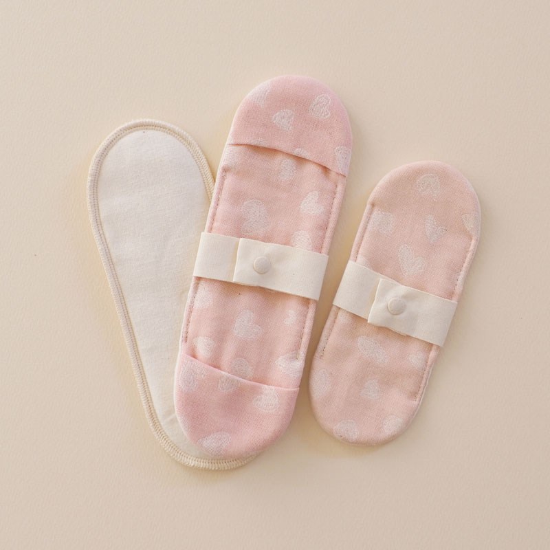 ハートの布ナプキン　ライトセット　【ピンク】【茜染】