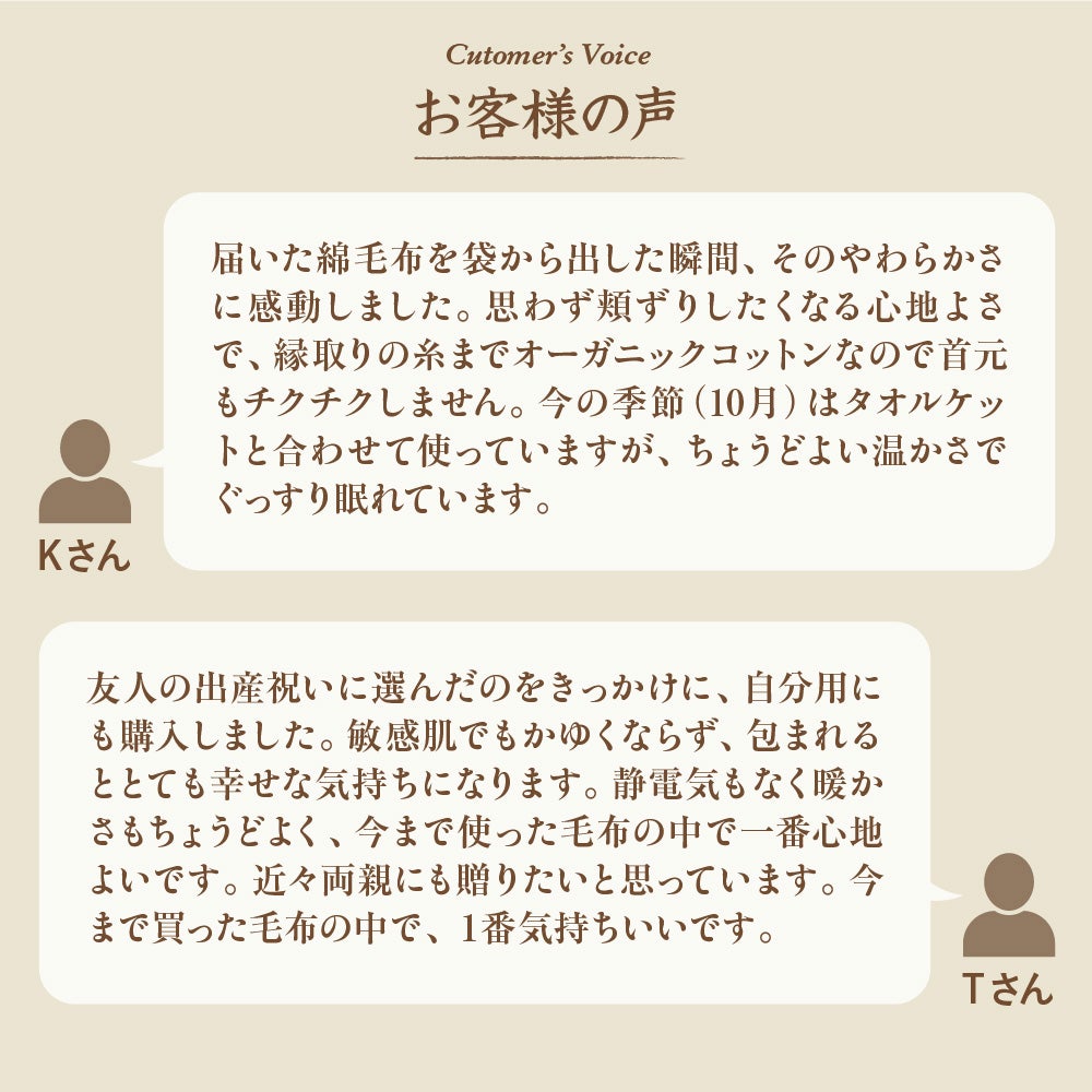 オーガニックコットン　綿毛布　メイドインアース