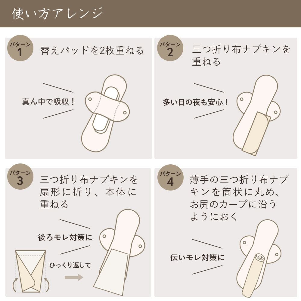 天然藍布ナプキン　夜用ロング　オーガニックコットン　メイドインアース