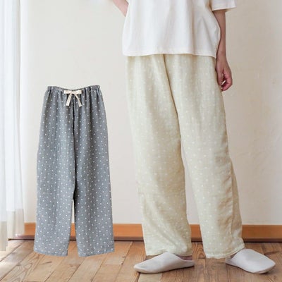 水玉 ダブルガーゼパジャマパンツ オーガニックコットン