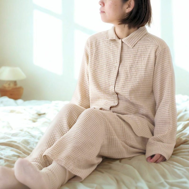 ダブルガーゼパジャマ　オーガニックコットン　メイドインアース