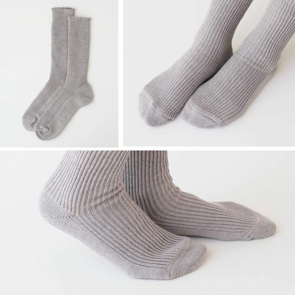 リブ編みソックス　メイドインアース　オーガニックコットン