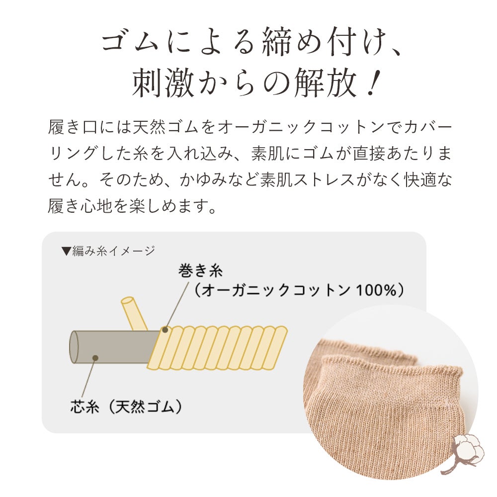 ハイゲージ リブ編みソックス　メイドインアース　オーガニックコットン