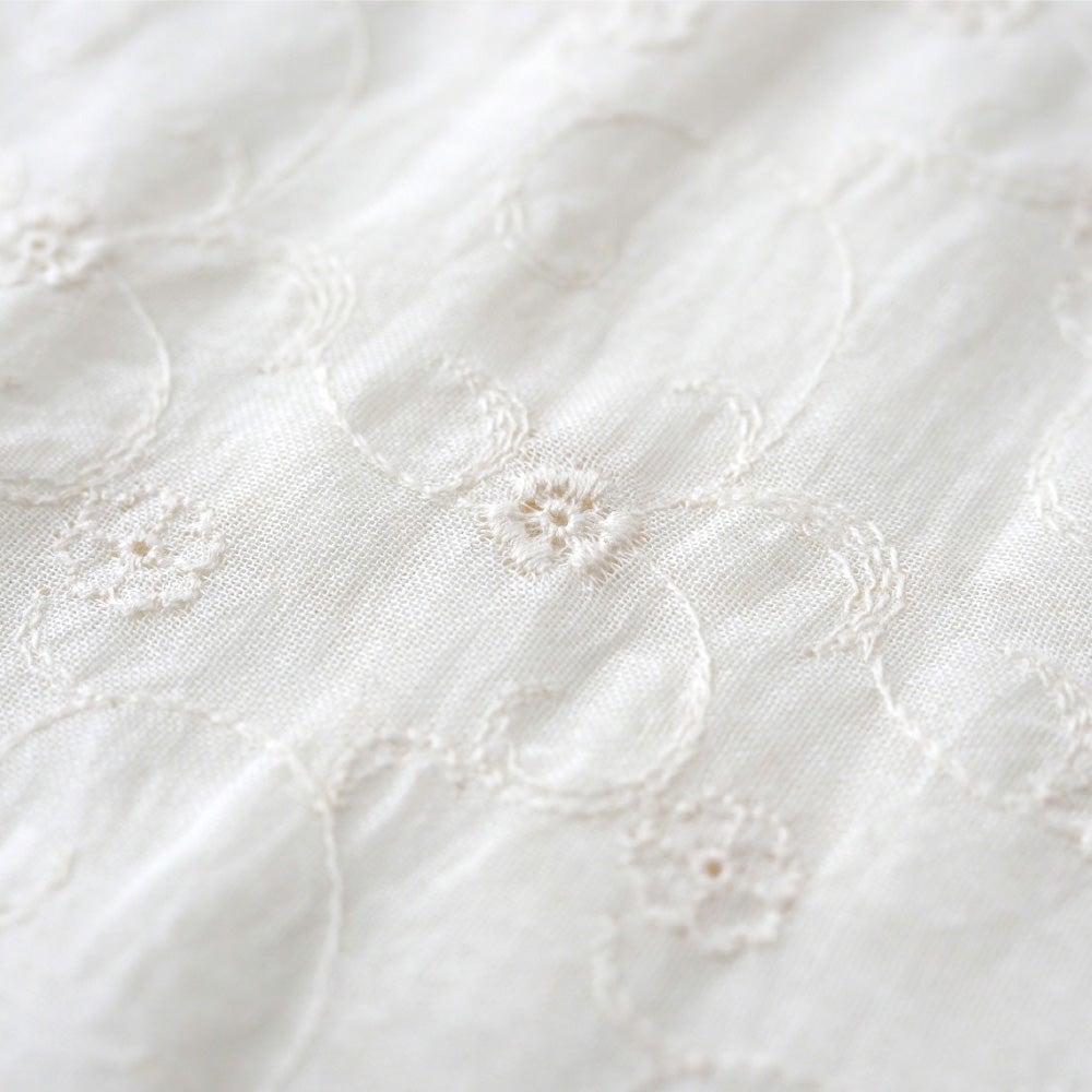 野の花刺繍のガーゼブラウス　オーガニックコットン　メイドインアース